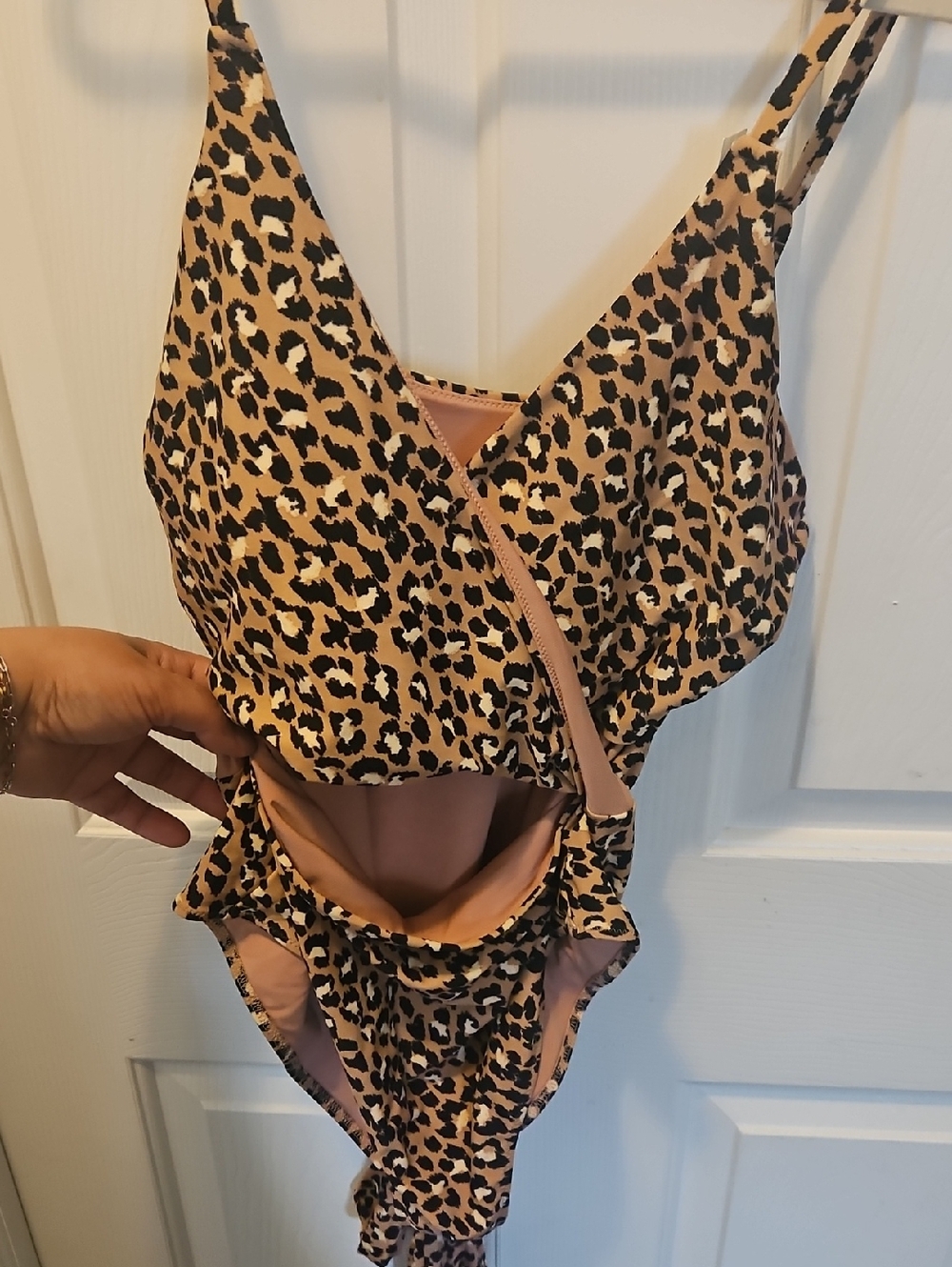 NWT Aerie Leopard Print One-Piece Swimsuit - Black/Beige - XL